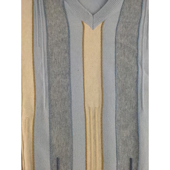 Mens Montechiaro V Neck Sweater Size M Pullover Blue Gray & Cream Made in Italy - Picture 7 of 12